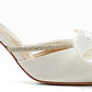 Womens Bow Heels Mules Pointed Closed Toe Sandals Rhinestone Satin Backless Wedding Shoes