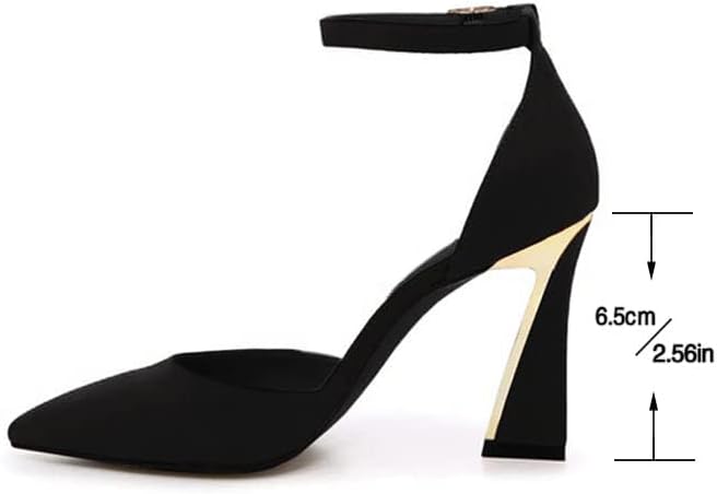 Women's Pumps, Pointed Closed Toe Heels, Buckle Ankle Strap D'Orsay Heeled Sandals