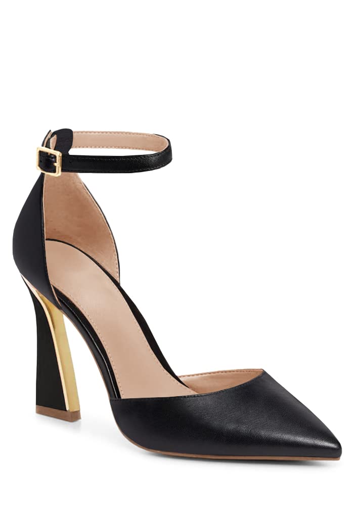 Women's Pumps, Pointed Closed Toe Heels, Buckle Ankle Strap D'Orsay Heeled Sandals