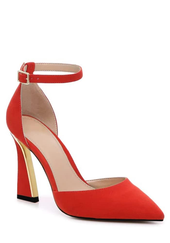 Women's Pumps, Pointed Closed Toe Heels, Buckle Ankle Strap D'Orsay Heeled Sandals