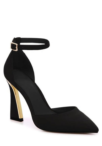 Women's Pumps, Pointed Closed Toe Heels, Buckle Ankle Strap D'Orsay Heeled Sandals