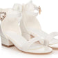Girl's Bow Tie Heeled Sandals Open Toe Chunky Low Heel Rhinestone Princess Dress Shoes