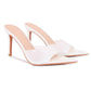 Women'S Clear Pointed Open Toe Stiletto Heel Slide Sandals Fashion Sexy Slip On Transparent Strap High Heels Mules Summer Backless Party Wedding Prom Dress Shoes