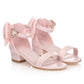 Girl's Bow Tie Heeled Sandals Open Toe Chunky Low Heel Rhinestone Princess Dress Shoes