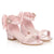 Girl's Bow Tie Heeled Sandals Open Toe Chunky Low Heel Rhinestone Princess Dress Shoes