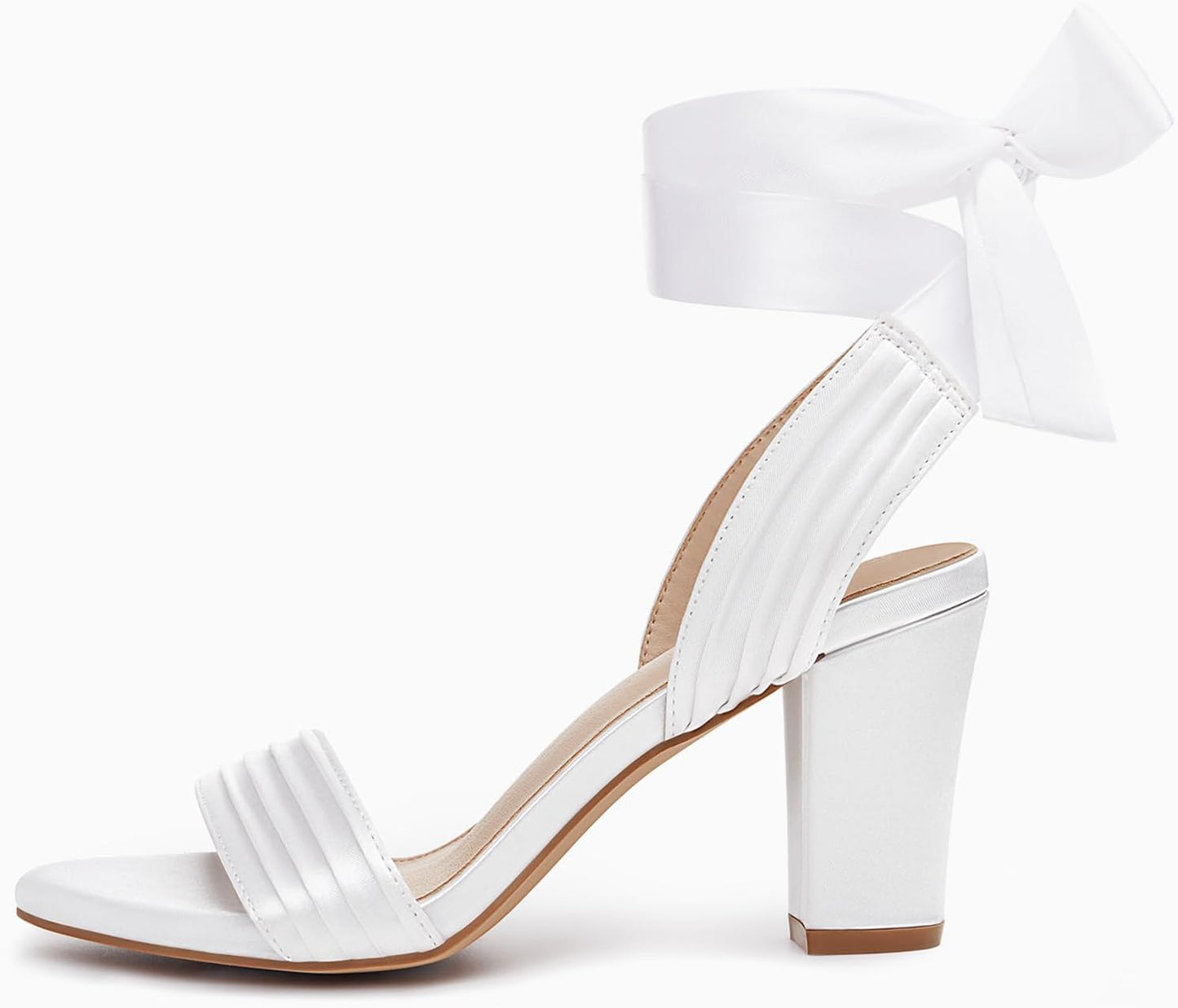 Womens Strappy High Heels Chunky Heeled Sandals Bow Tie Lace Up Open Toe Pumps Dress Wedding Comfortable Shoes