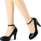 Lady's round-toed cone-shaped platform high-heeled shoes