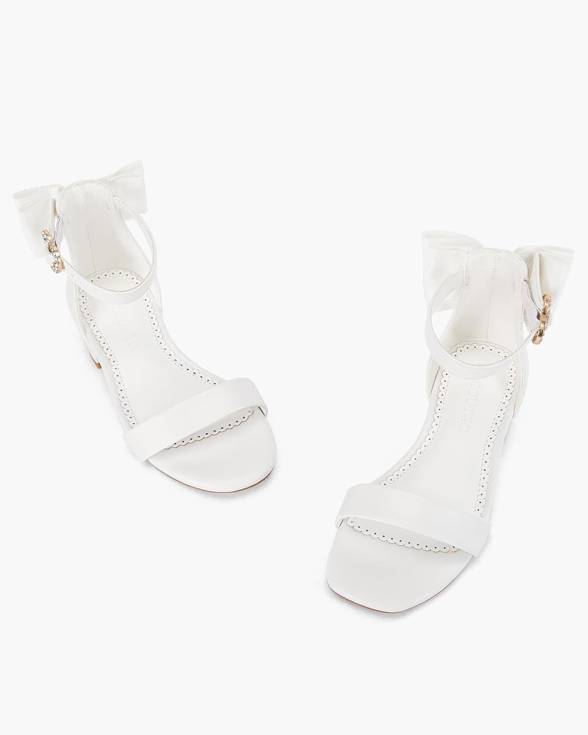 Girl's Bow Tie Heeled Sandals Open Toe Chunky Low Heel Rhinestone Princess Dress Shoes