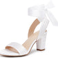 Womens Strappy High Heels Chunky Heeled Sandals Bow Tie Lace Up Open Toe Pumps Dress Wedding Comfortable Shoes