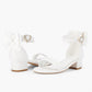 Girl's Bow Tie Heeled Sandals Open Toe Chunky Low Heel Rhinestone Princess Dress Shoes