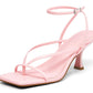 Women's Lace Up Heeled Sandals Square Flip Flop High Heels Strappy Party Shoes