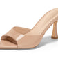 Womens Heeled Mules Pointed Peep Toe High Heels Slip On Backless Mule Sandals Dress Shoes