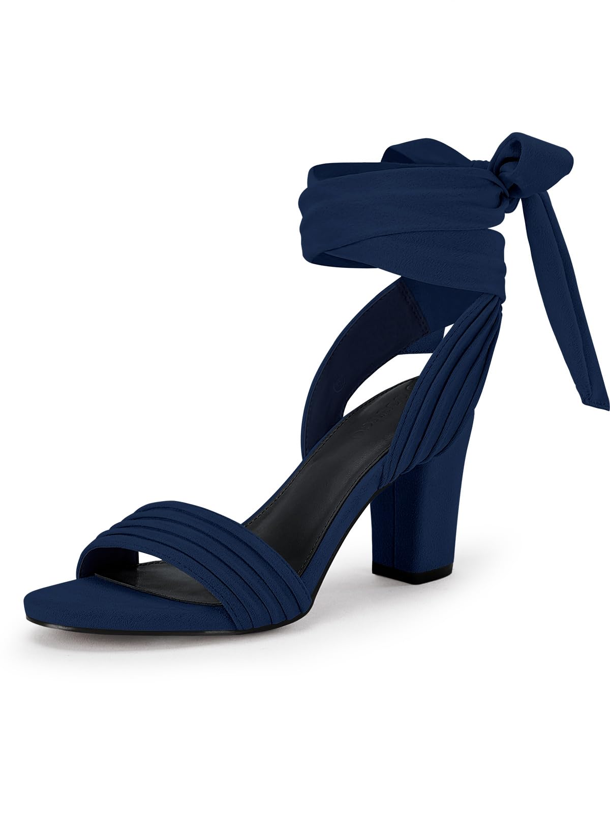 Womens Strappy High Heels Chunky Heeled Sandals Bow Tie Lace Up Open Toe Pumps Dress Wedding Comfortable Shoes