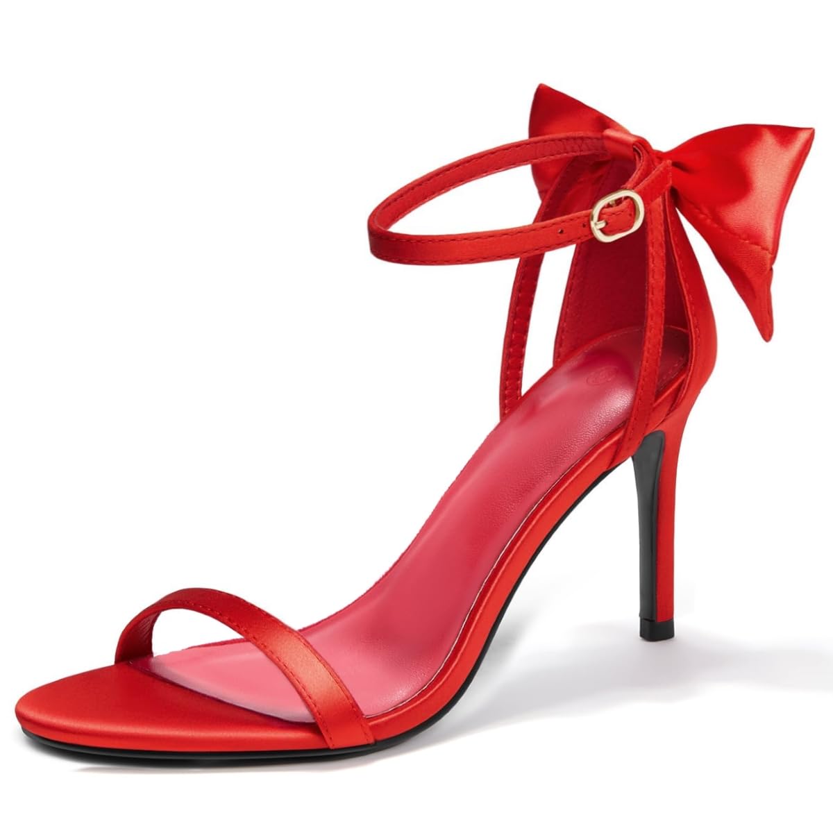 Womens Ankle Strap High Heels Open Toe Stiletto Bow Tie Knot Heeled Sandals Fashion Wedding Dress Pump Shoes