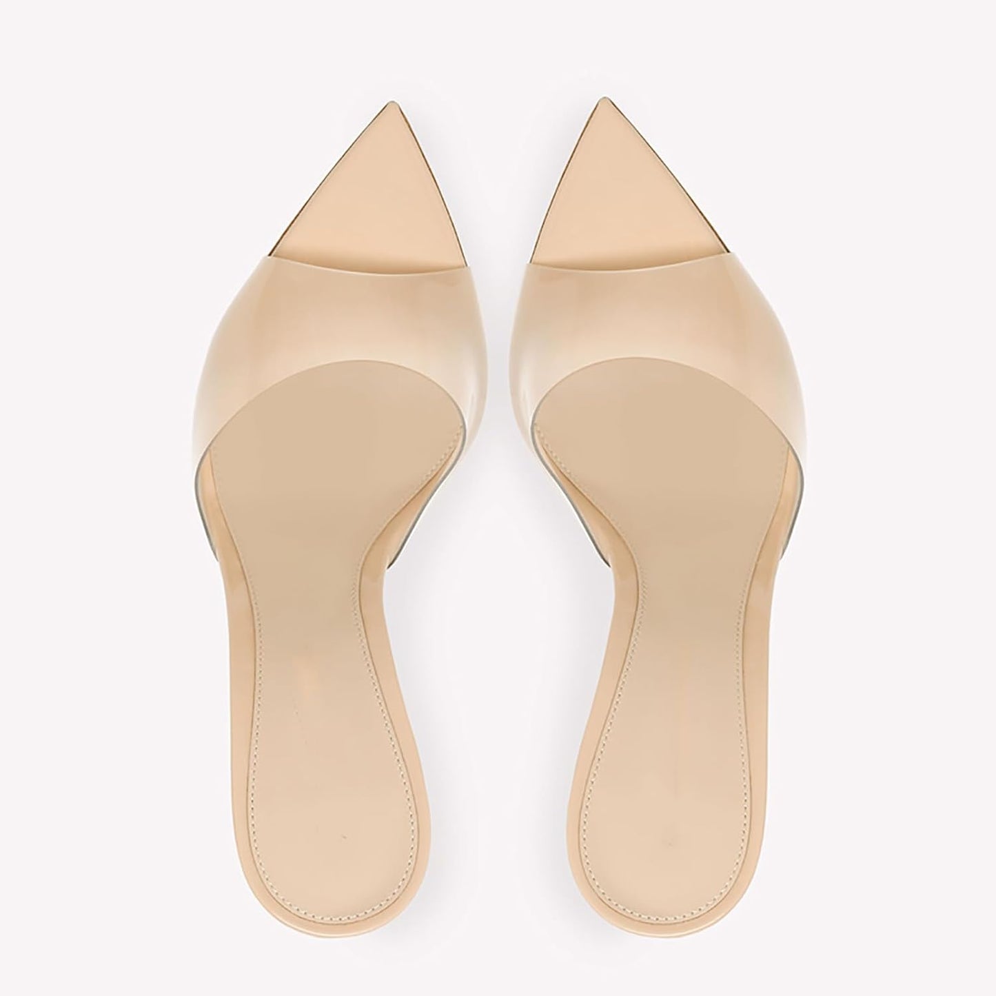 Women'S Clear Pointed Open Toe Stiletto Heel Slide Sandals Fashion Sexy Slip On Transparent Strap High Heels Mules Summer Backless Party Wedding Prom Dress Shoes