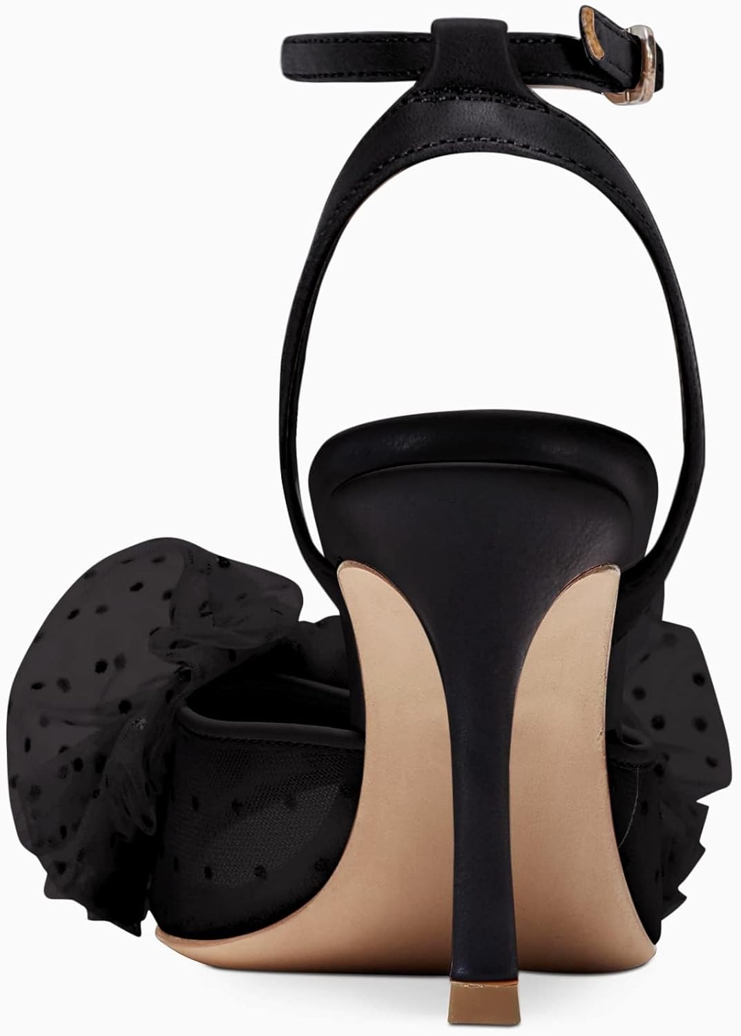 Womens Bow Tie Heels Sandals Slingback Peep Toe Wedding Heels Mesh High Stiletto Heel Summer Cute Wedding Bridal Shoes
