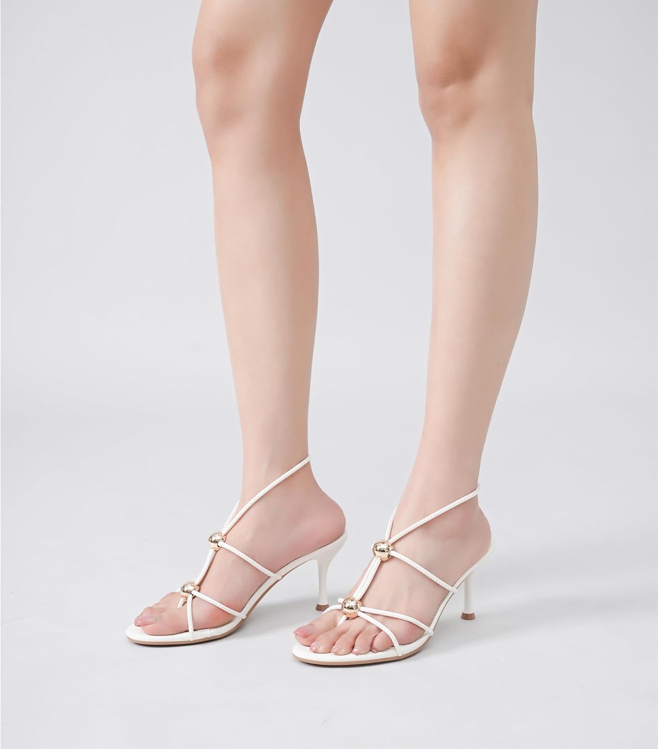 Women's Lace Up Kitten Heels Round Open Pointed Toe Heels Mid Heeled Sandals for Women