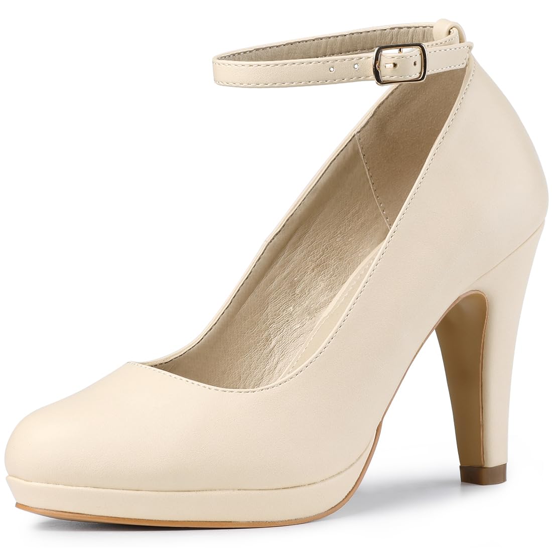 Lady's round-toed cone-shaped platform high-heeled shoes