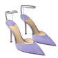 Women's Heeled Sandals Crystal Chain Ankle Straps Rhinestones Buckle High Heels Stiletto Slip On Wedding Party Satin Dress Shoes