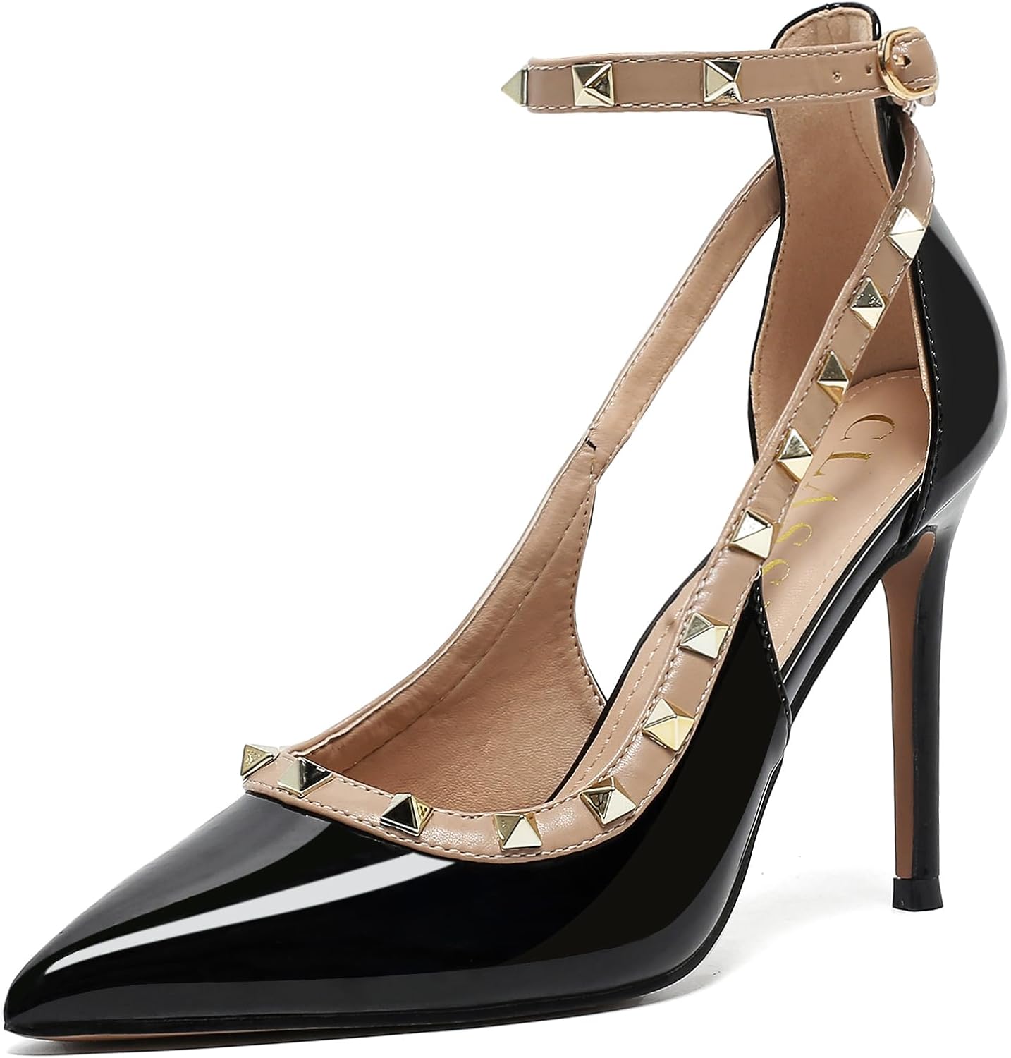 Womens Closed Toe Pointed Toe Pumps Heels, Buckle Ankle Strappy Dress Shoes for Women, Ladies Sexy Stiletto High Heeled Sandals