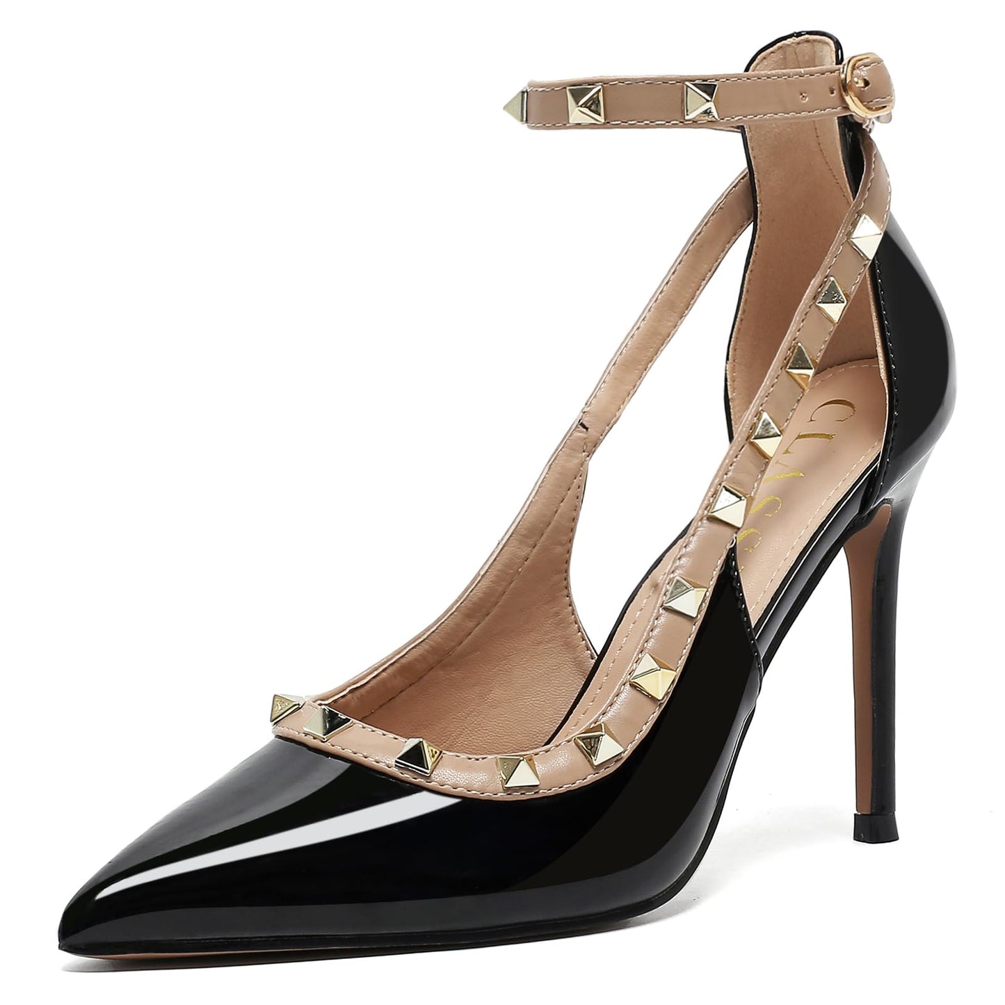 Womens Closed Toe Pointed Toe Pumps Heels, Buckle Ankle Strappy Dress Shoes for Women, Ladies Sexy Stiletto High Heeled Sandals