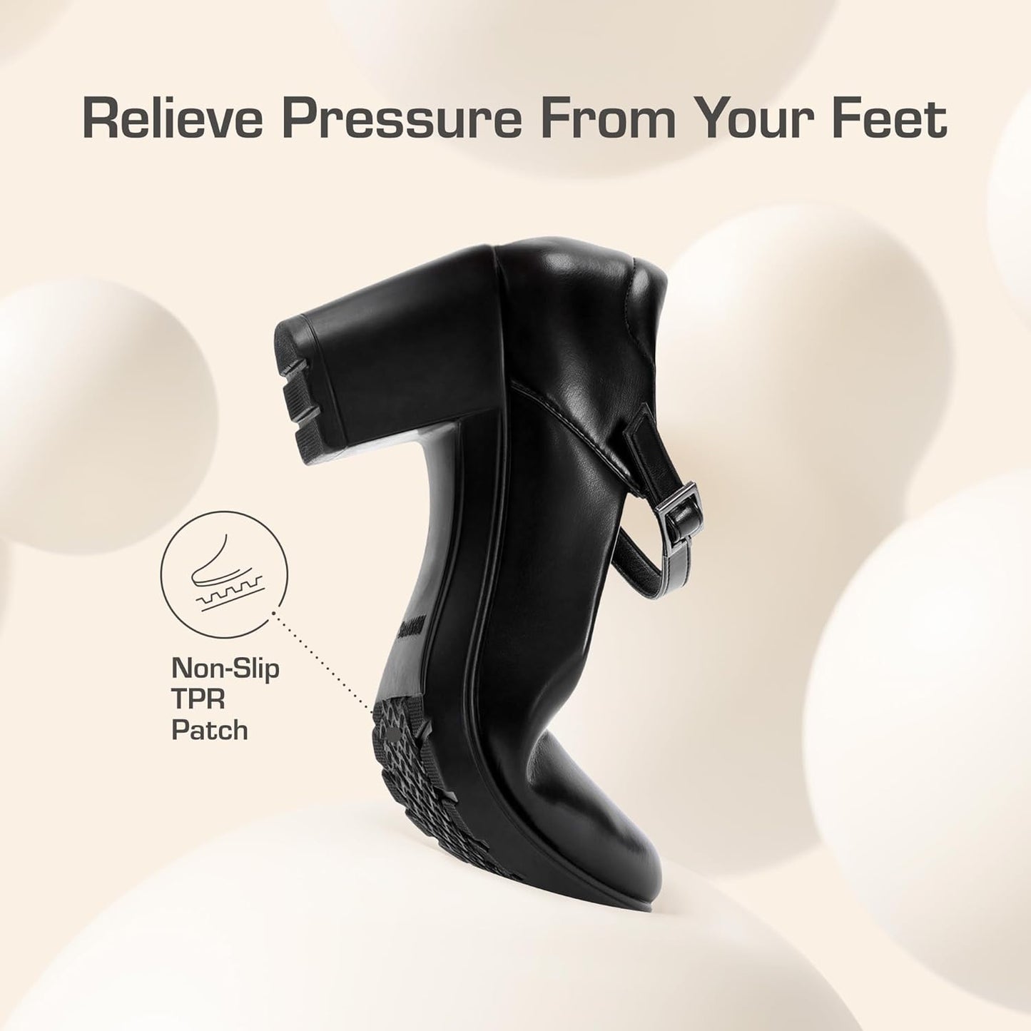 Women's Chunky Low Block Heels Mary Jane Closed Toe Work Pumps Comfortable Round Toe Dress Wedding Shoes EDENIA