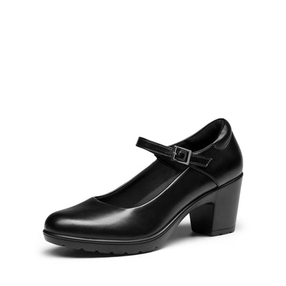 Women's Chunky Low Block Heels Mary Jane Closed Toe Work Pumps Comfortable Round Toe Dress Wedding Shoes EDENIA