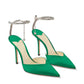 Women's Heeled Sandals Crystal Chain Ankle Straps Rhinestones Buckle High Heels Stiletto Slip On Wedding Party Satin Dress Shoes