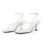 Women's Lace Up Heeled Sandals Square Flip Flop High Heels Strappy Party Shoes