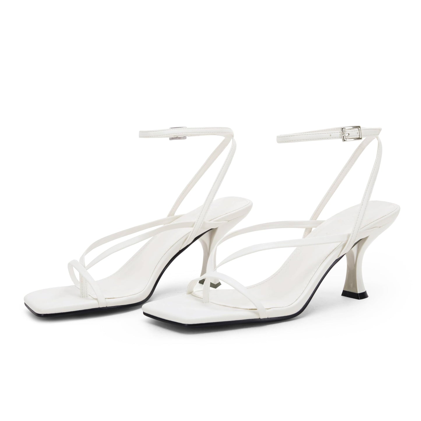Women's Lace Up Heeled Sandals Square Flip Flop High Heels Strappy Party Shoes