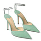 Women's Heeled Sandals Crystal Chain Ankle Straps Rhinestones Buckle High Heels Stiletto Slip On Wedding Party Satin Dress Shoes