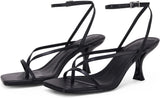 Women's Lace Up Heeled Sandals Square Flip Flop High Heels Strappy Party Shoes