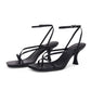 Women's Lace Up Heeled Sandals Square Flip Flop High Heels Strappy Party Shoes