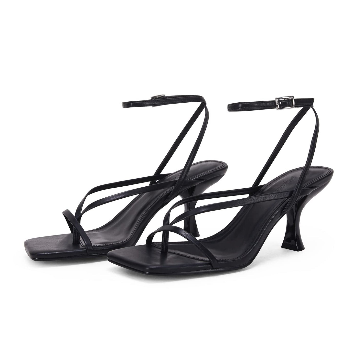 Women's Lace Up Heeled Sandals Square Flip Flop High Heels Strappy Party Shoes