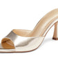 Womens Heeled Mules Pointed Peep Toe High Heels Slip On Backless Mule Sandals Dress Shoes