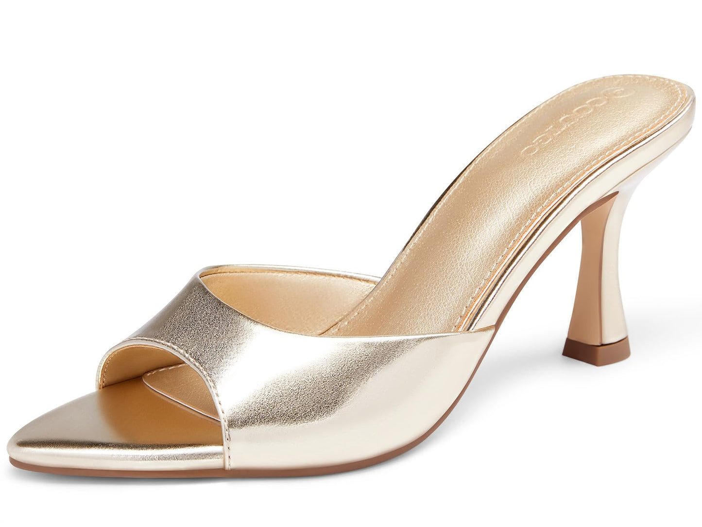 Womens Heeled Mules Pointed Peep Toe High Heels Slip On Backless Mule Sandals Dress Shoes