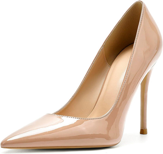 Women's 4 Inch Pumps Sexy Poined Toe High Heels, Wedding Dress Party Stiletto Shoes Slip on Pumps