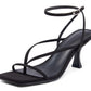 Women's Lace Up Heeled Sandals Square Flip Flop High Heels Strappy Party Shoes