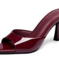 Womens Heeled Mules Pointed Peep Toe High Heels Slip On Backless Mule Sandals Dress Shoes