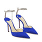 Women's Heeled Sandals Crystal Chain Ankle Straps Rhinestones Buckle High Heels Stiletto Slip On Wedding Party Satin Dress Shoes