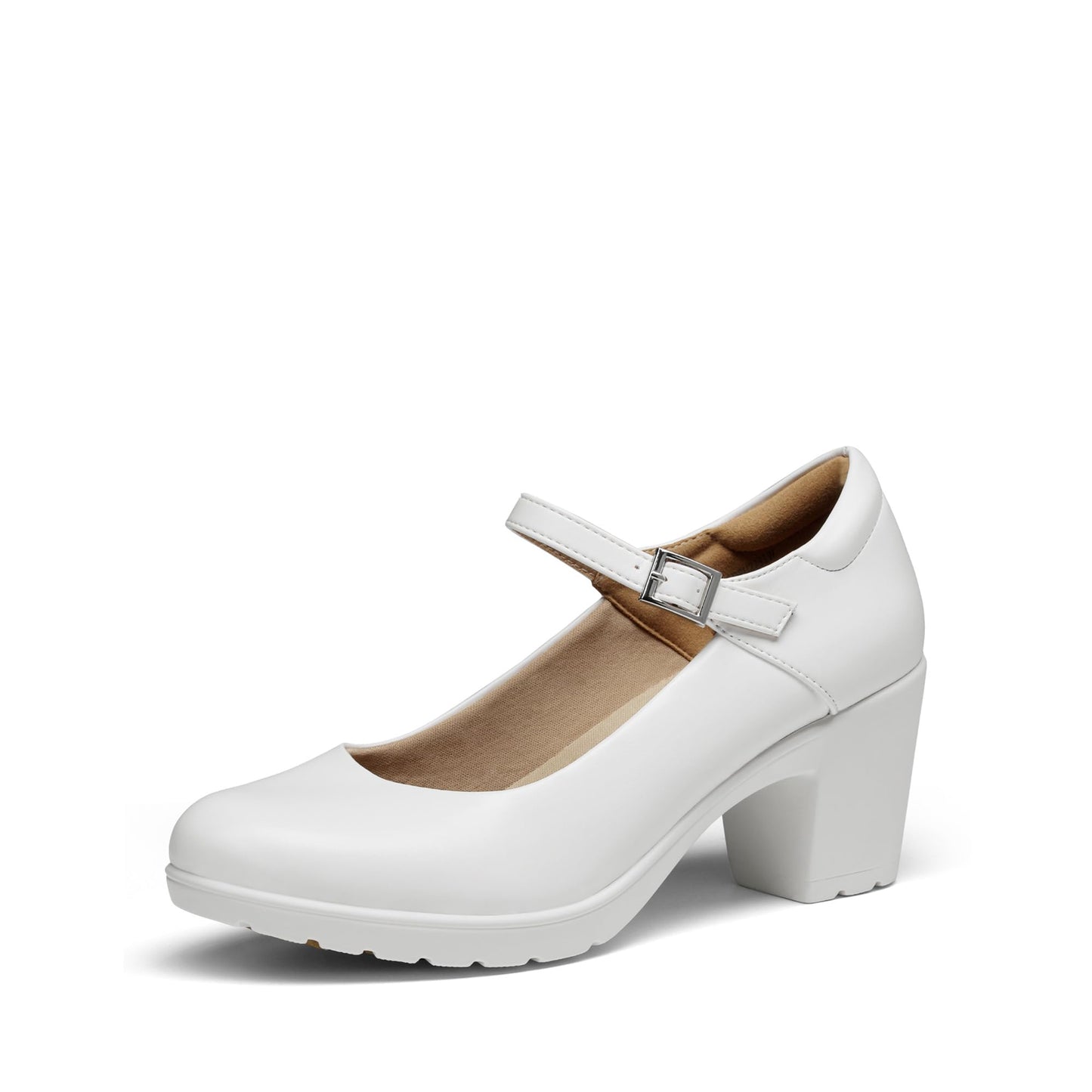 Women's Chunky Low Block Heels Mary Jane Closed Toe Work Pumps Comfortable Round Toe Dress Wedding Shoes EDENIA