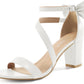Reimferce Comfortable Block Heels for Women: 3.14" Stable Walk for Confidence on Wedding - Elegant Bow Ankle Strap & Cushioned Insole for Bride & Bridesmaids