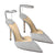 Women's Heeled Sandals Crystal Chain Ankle Straps Rhinestones Buckle High Heels Stiletto Slip On Wedding Party Satin Dress Shoes