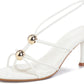 Women's Lace Up Kitten Heels Round Open Pointed Toe Heels Mid Heeled Sandals for Women