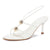 Women's Lace Up Kitten Heels Round Open Pointed Toe Heels Mid Heeled Sandals for Women