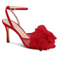 Womens Bow Tie Heels Sandals Slingback Peep Toe Wedding Heels Mesh High Stiletto Heel Summer Cute Wedding Bridal Shoes