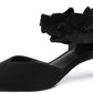 Women's low-heeled open-toe dress shoes, comfortable closed-toe flower-decorated flat-heeled ballroom pumps, suitable for formal occasions.