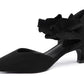 Women's low-heeled open-toe dress shoes, comfortable closed-toe flower-decorated flat-heeled ballroom pumps, suitable for formal occasions.