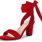 Womens Strappy High Heels Chunky Heeled Sandals Bow Tie Lace Up Open Toe Pumps Dress Wedding Comfortable Shoes