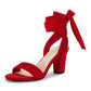 Womens Strappy High Heels Chunky Heeled Sandals Bow Tie Lace Up Open Toe Pumps Dress Wedding Comfortable Shoes